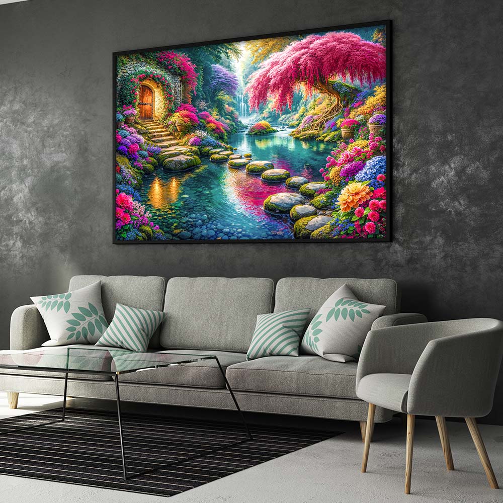 5D Diamond Painting – Das verborgene Blütenparadies, Unique-Diamond