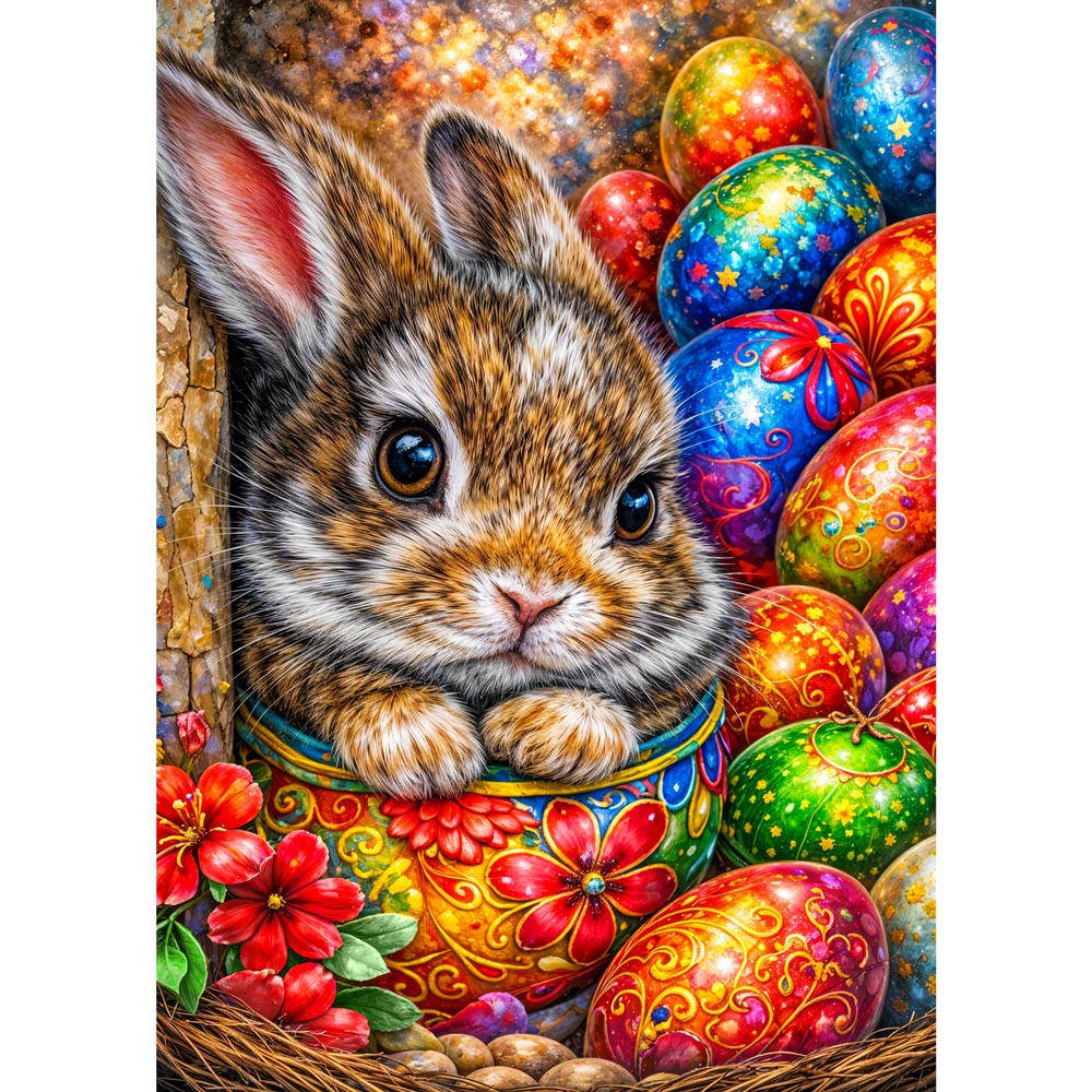 5D Diamond Painting – Easter Bunny Treasure, Unique-Diamond