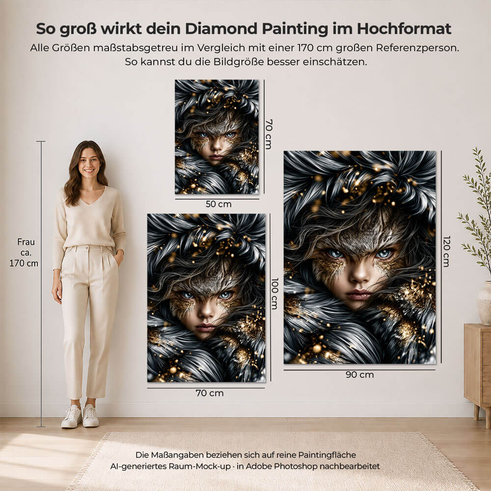 5D Diamond Painting – Eisblick im Silbersturm
