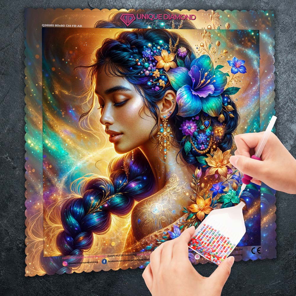 5D Diamond Painting – Elara, Göttin des Sternenlichts, Unique-Diamond