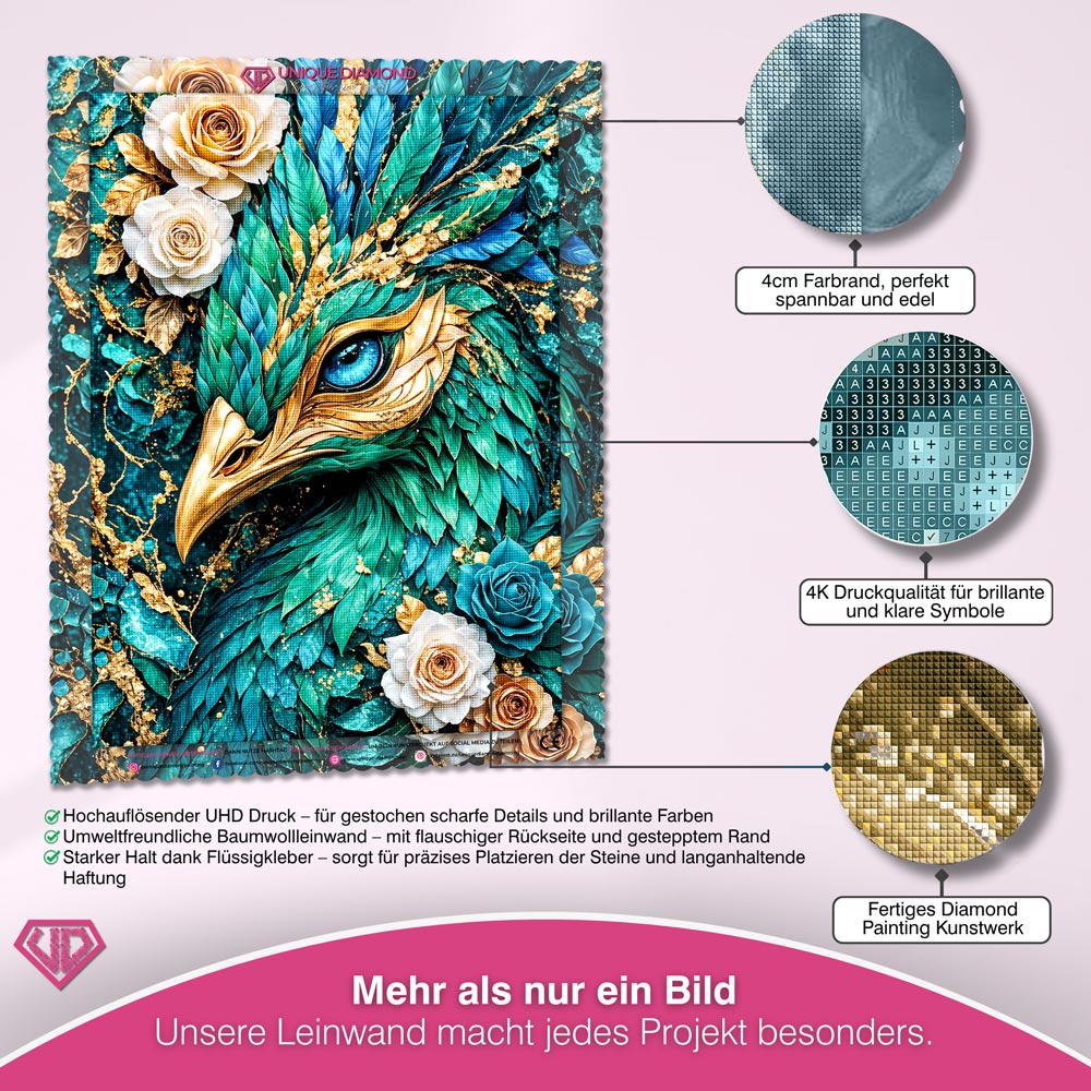 5D Diamond Painting – Emerald Phoenix Bloom