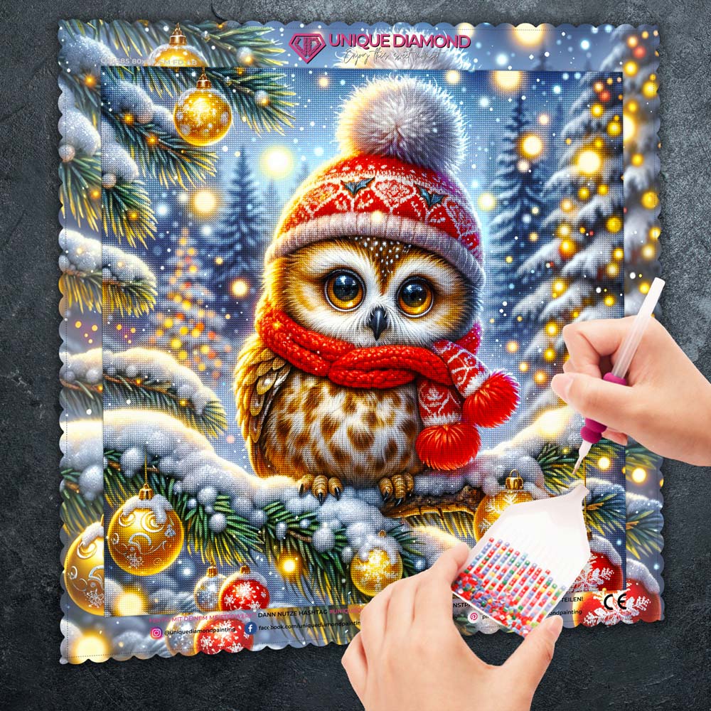 5D Diamond Painting – Eulchen Finni im Lichterwald Unique-Diamond