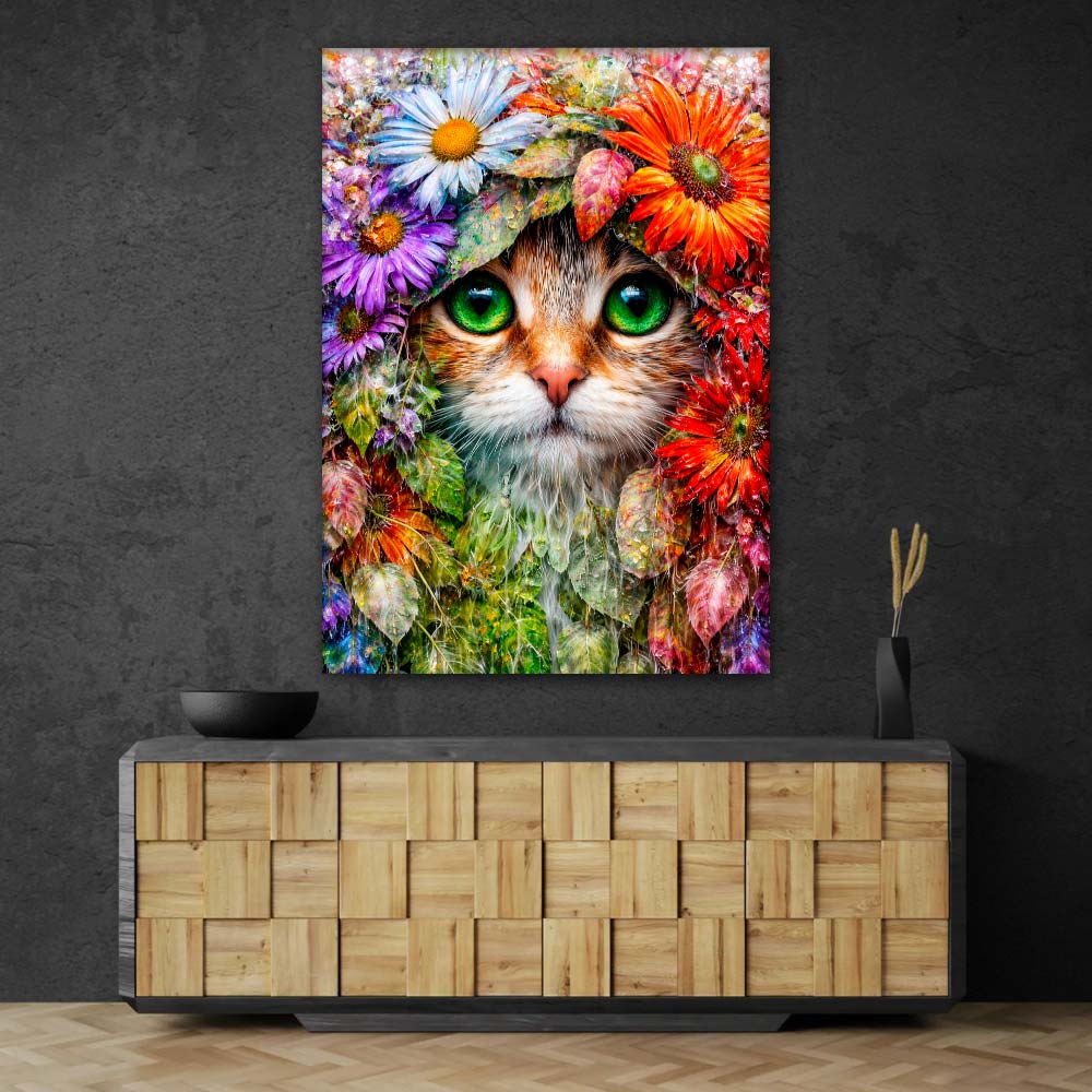 5D Diamond Painting – Floral Emerald Cat