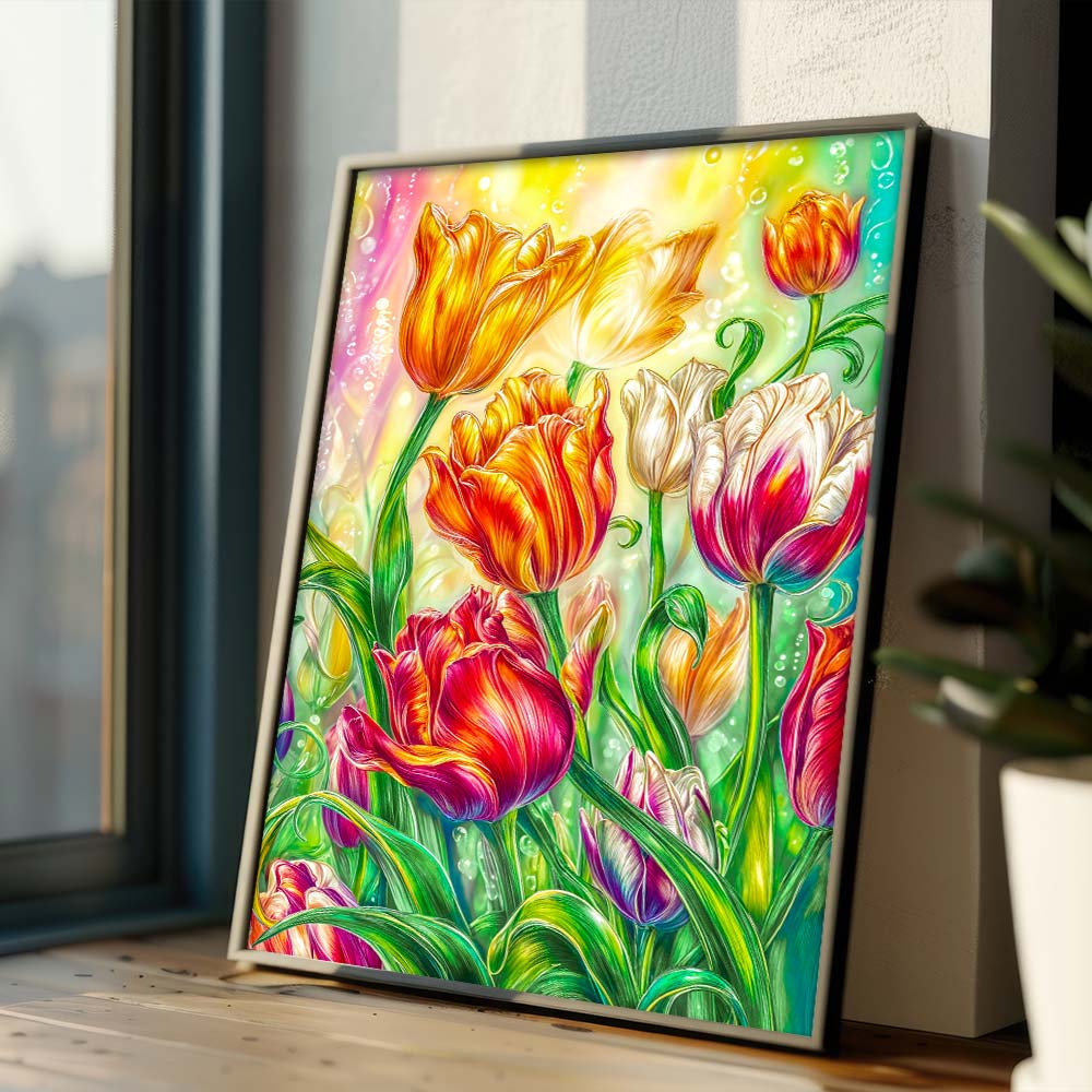 5D Diamond Painting – Frühlingspoesie der Tulpen, Unique-Diamond
