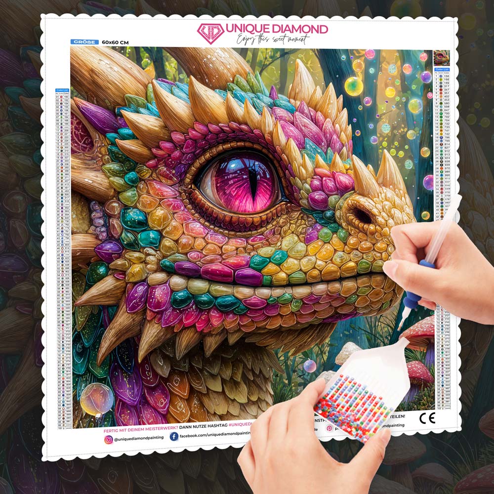 5D Diamond Painting – Glimmerdrache Juno Unique-Diamond