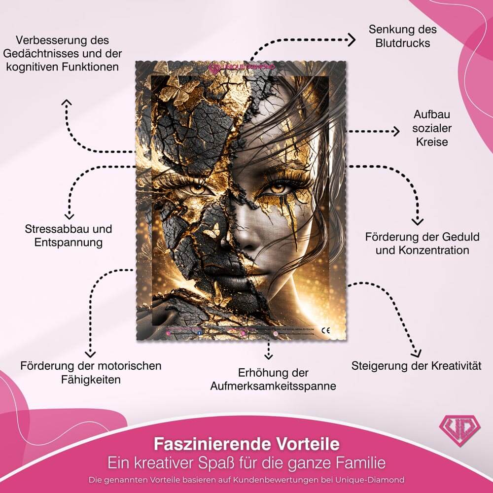5D Diamond Painting – Göttin aus Gold und Schatten
