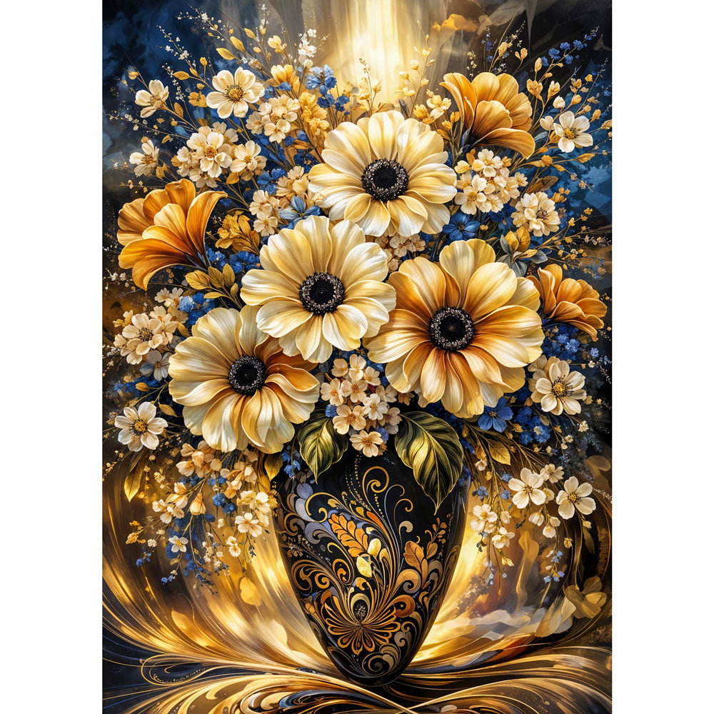 5D Diamond Painting – Golden Bloom Elegance, Unique-Diamond