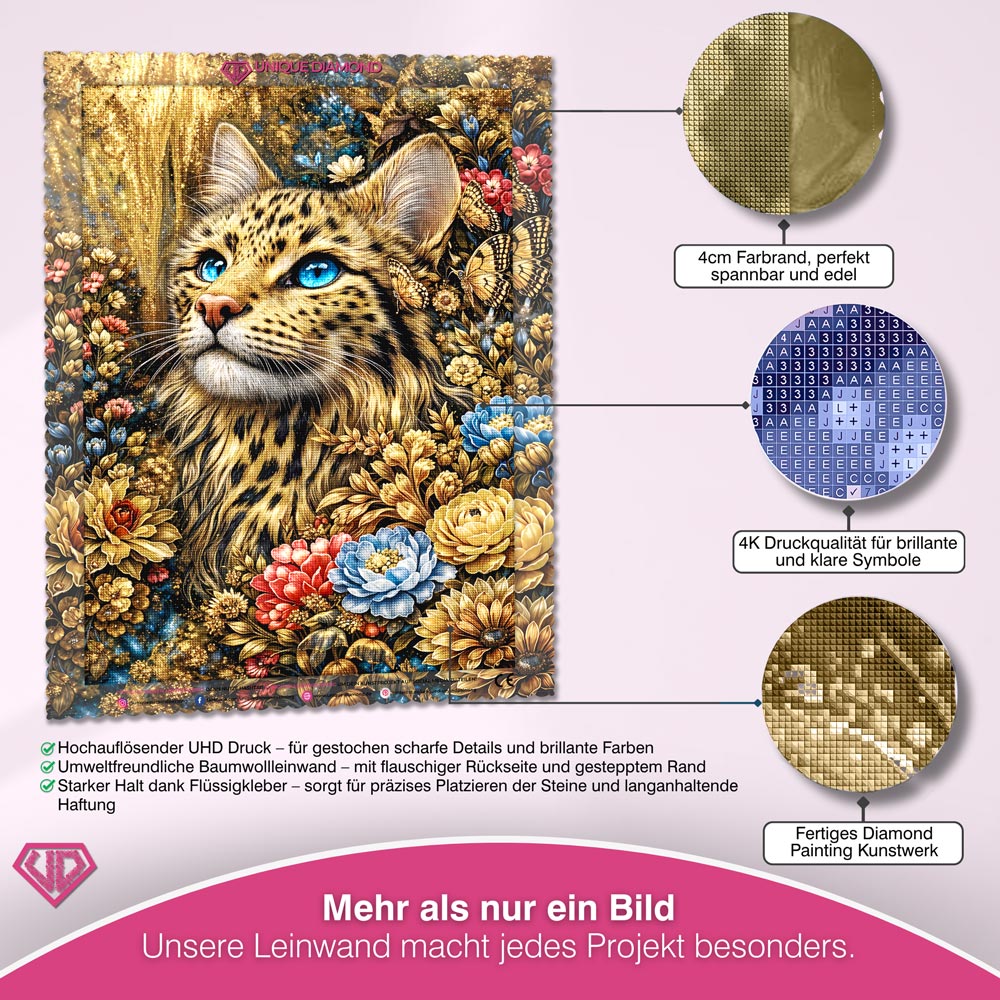 5D Diamond Painting – Golden Leopard Bloom