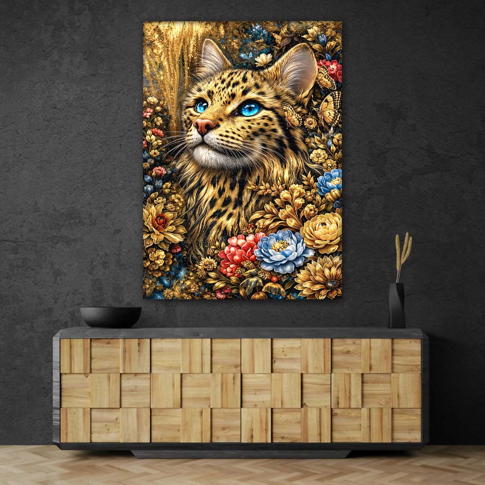 5D Diamond Painting – Golden Leopard Bloom