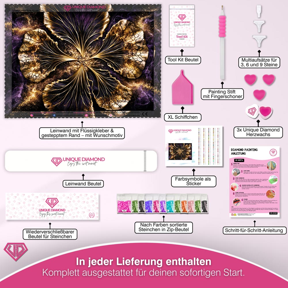 5D Diamond Painting – Goldene Blüte Nocturna