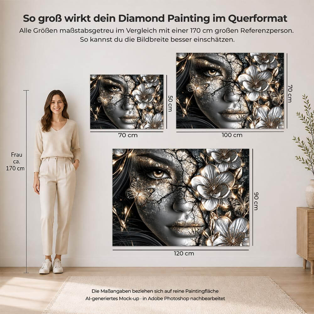 5D Diamond Painting – Goldene Blüten der Stille