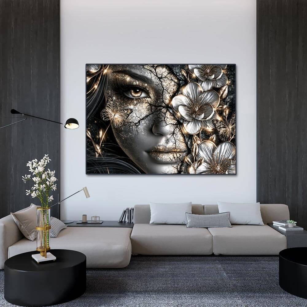 5D Diamond Painting – Goldene Blüten der Stille