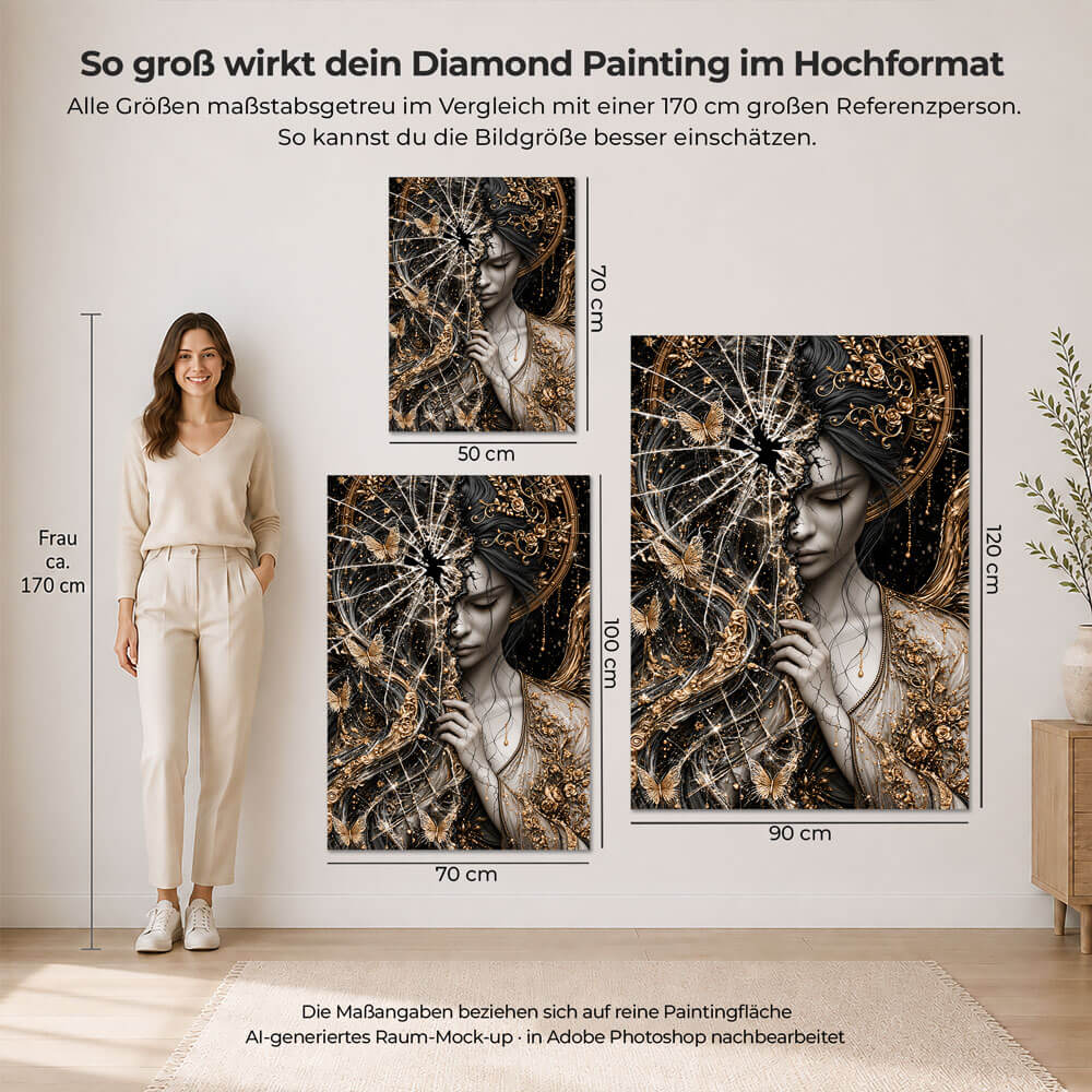 5D Diamond Painting – Goldflügel zwischen Scherben