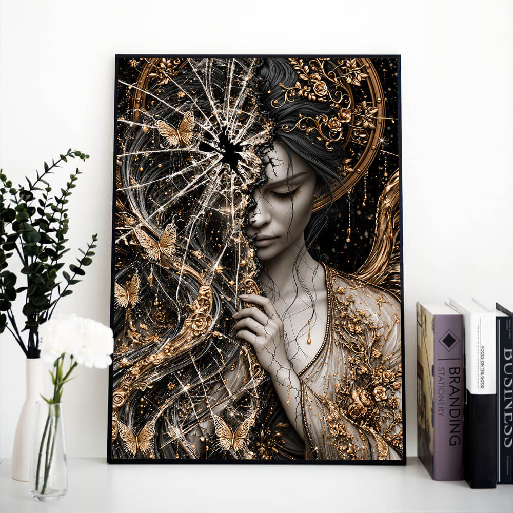 5D Diamond Painting – Goldflügel zwischen Scherben
