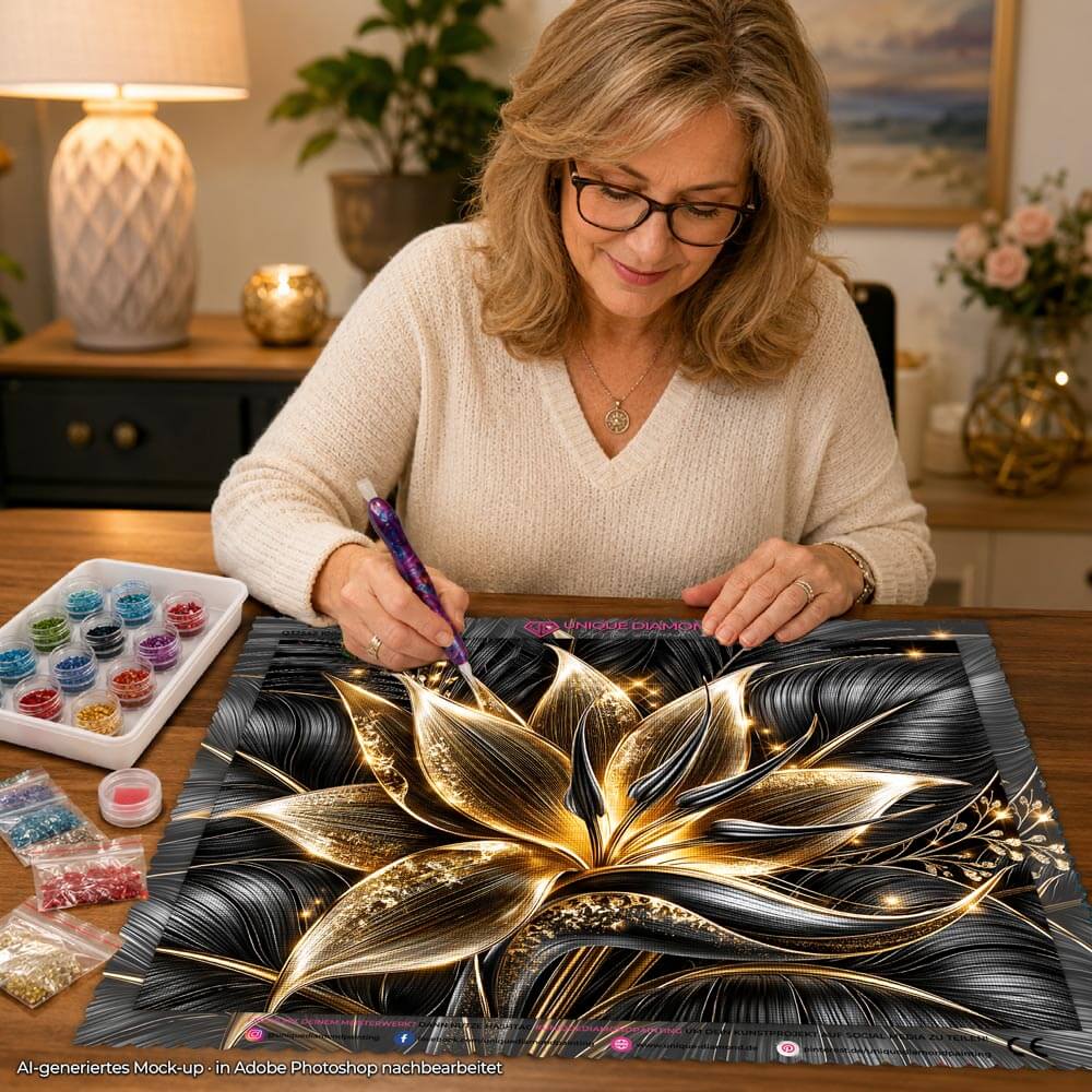5D Diamond Painting – Goldlilie der Nacht