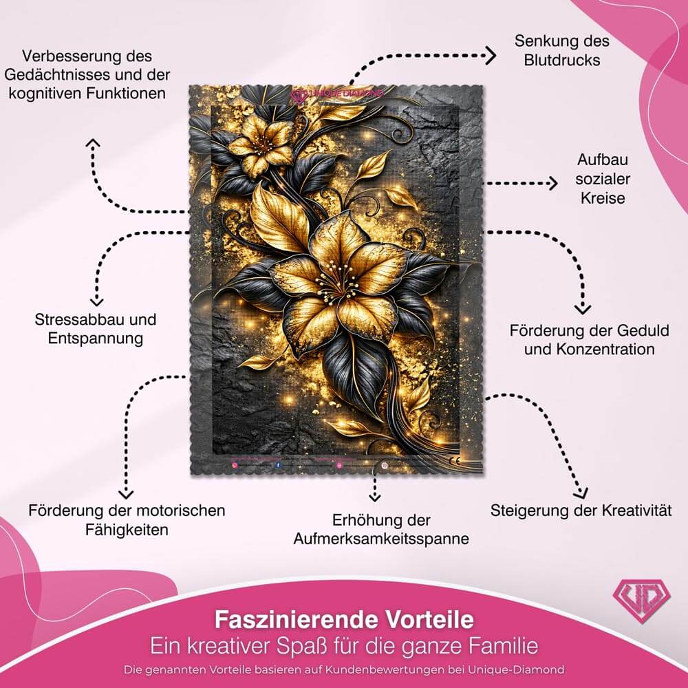 5D Diamond Painting – Goldranken auf Schiefer