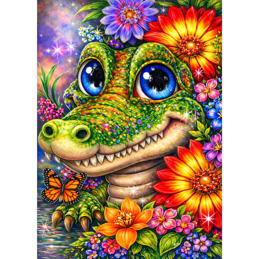 5D Diamond Painting – Happy Crocodile Garden, Unique-Diamond