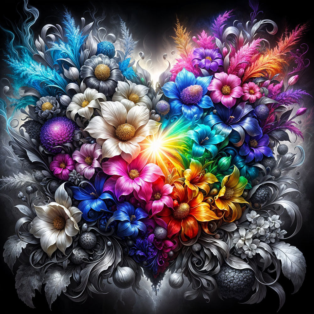 5D Diamond Painting – Herz aus Farben und Licht Unique-Diamond
