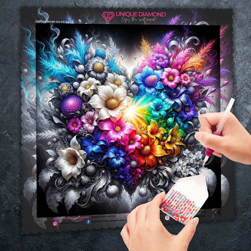 5D Diamond Painting – Herz aus Farben und Licht Unique-Diamond