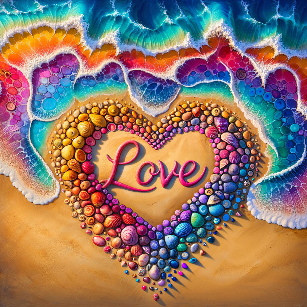 5D Diamond Painting – Herz aus Muscheln, Unique-Diamond