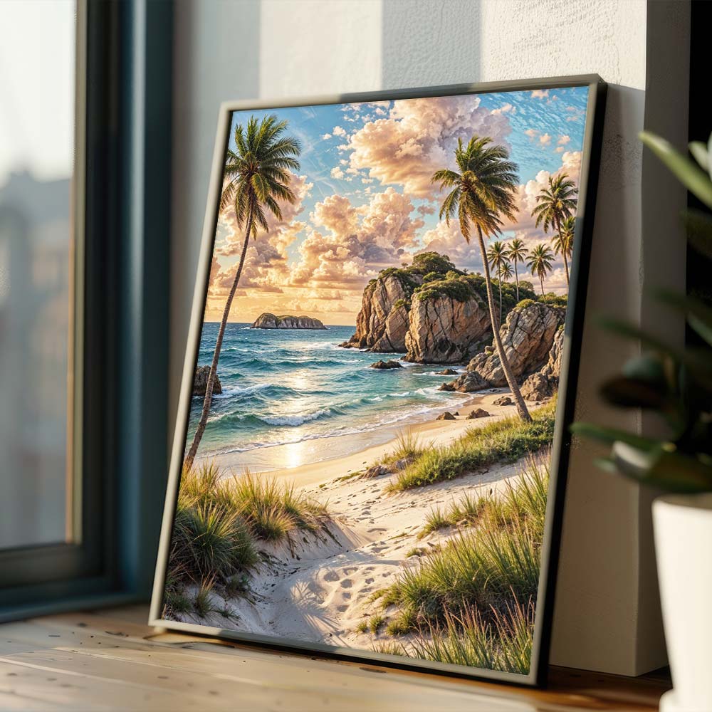 5D Diamond Painting – Insel der goldenen Wellen, Unique-Diamond
