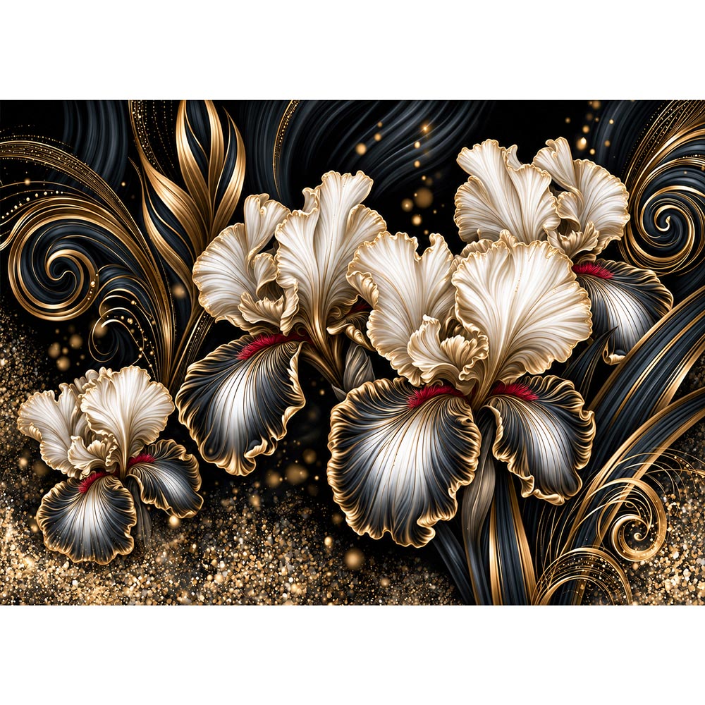 5D Diamond Painting – Irisreigen in Gold und Seide | Unique Diamond