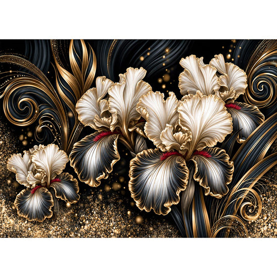 5D Diamond Painting – Irisreigen in Gold und Seide | Unique Diamond
