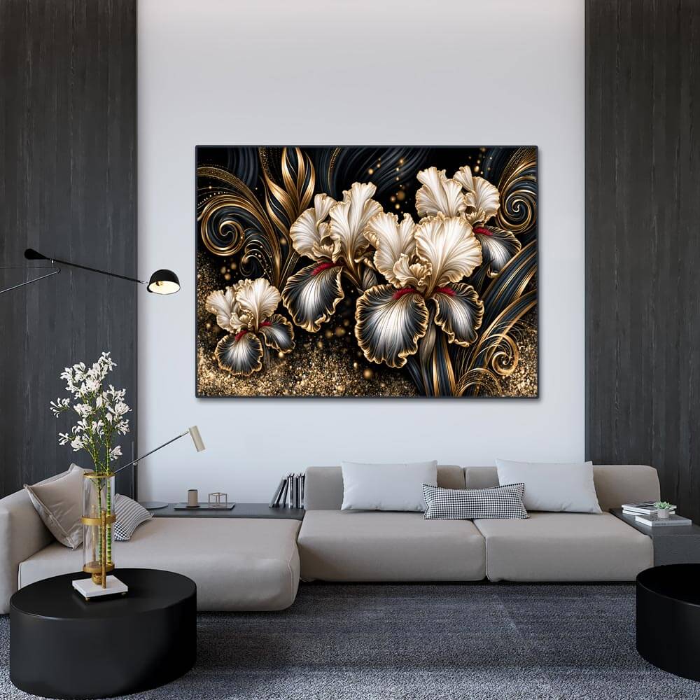 5D Diamond Painting – Irisreigen in Gold und Seide