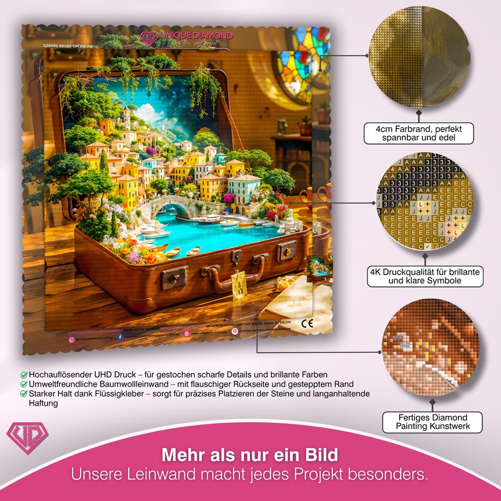 5D Diamond Painting – Italienische Träume im Koffer Unique-Diamond