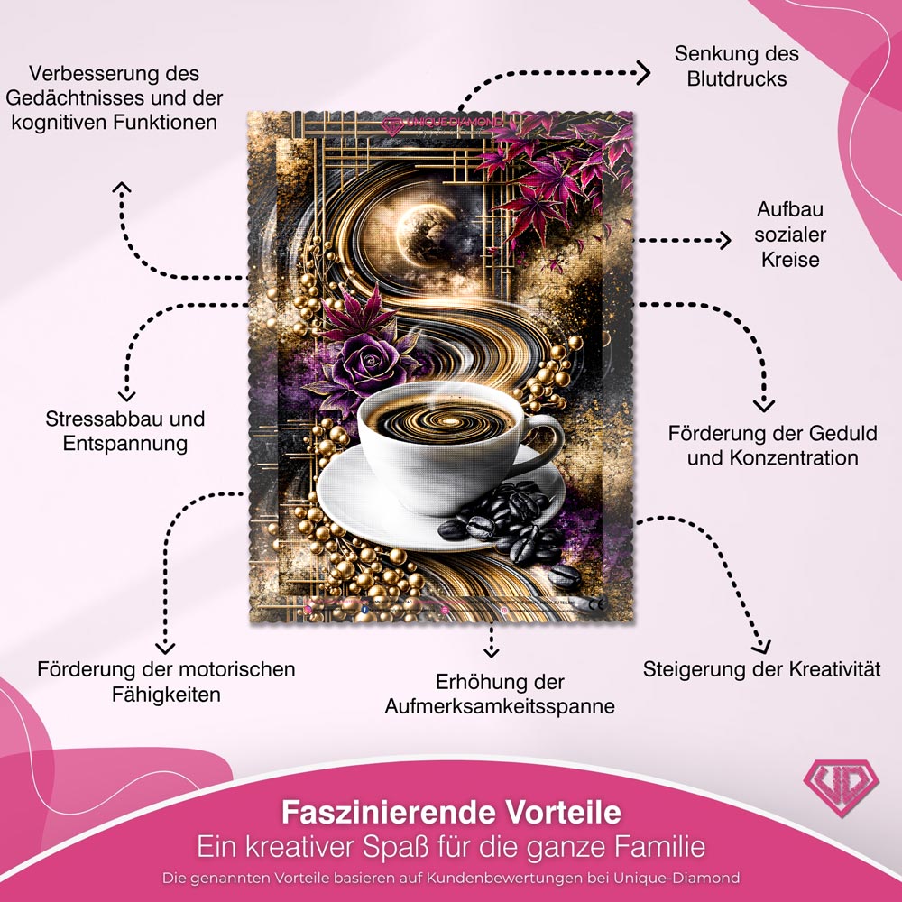 5D Diamond Painting – Kaffee im Orbit der Träume