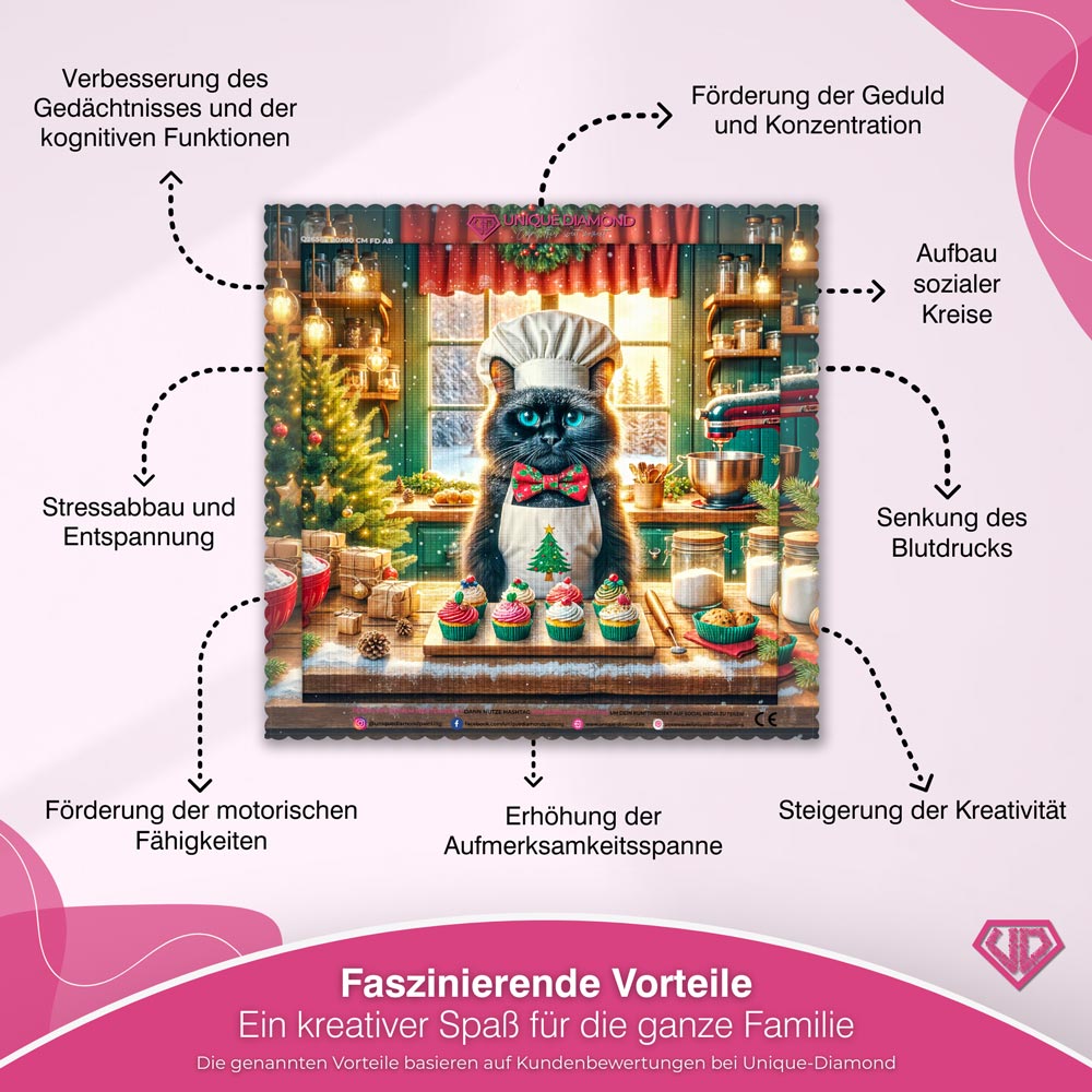 5D Diamond Painting – Kater Cookie & das Weihnachtswunder Unique-Diamond