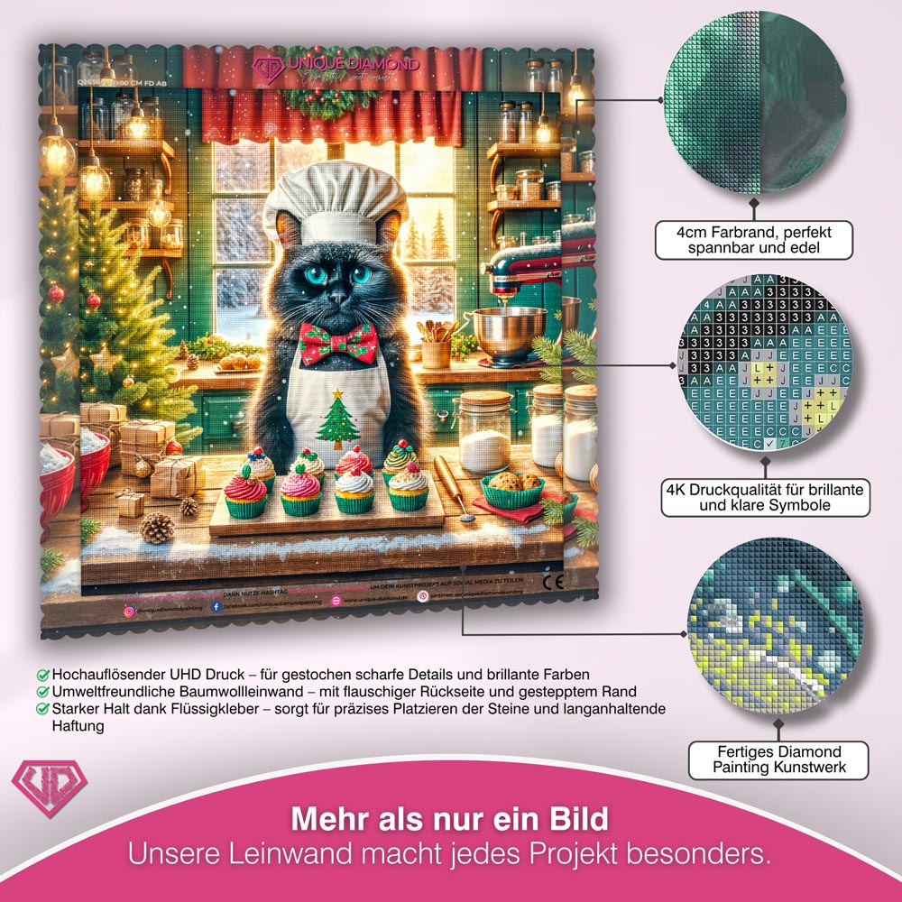 5D Diamond Painting – Kater Cookie & das Weihnachtswunder Unique-Diamond