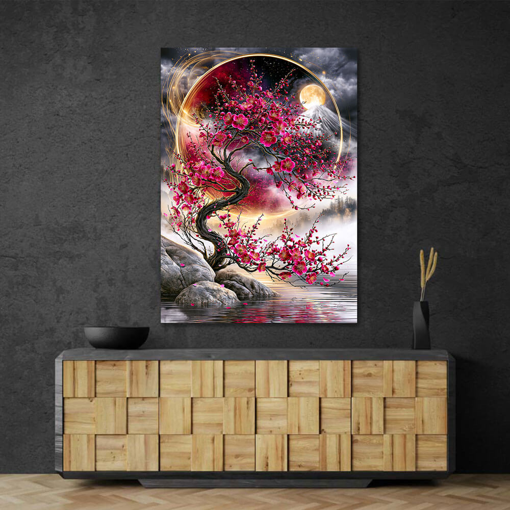 5D Diamond Painting – Kirschblütenmond am Fuji
