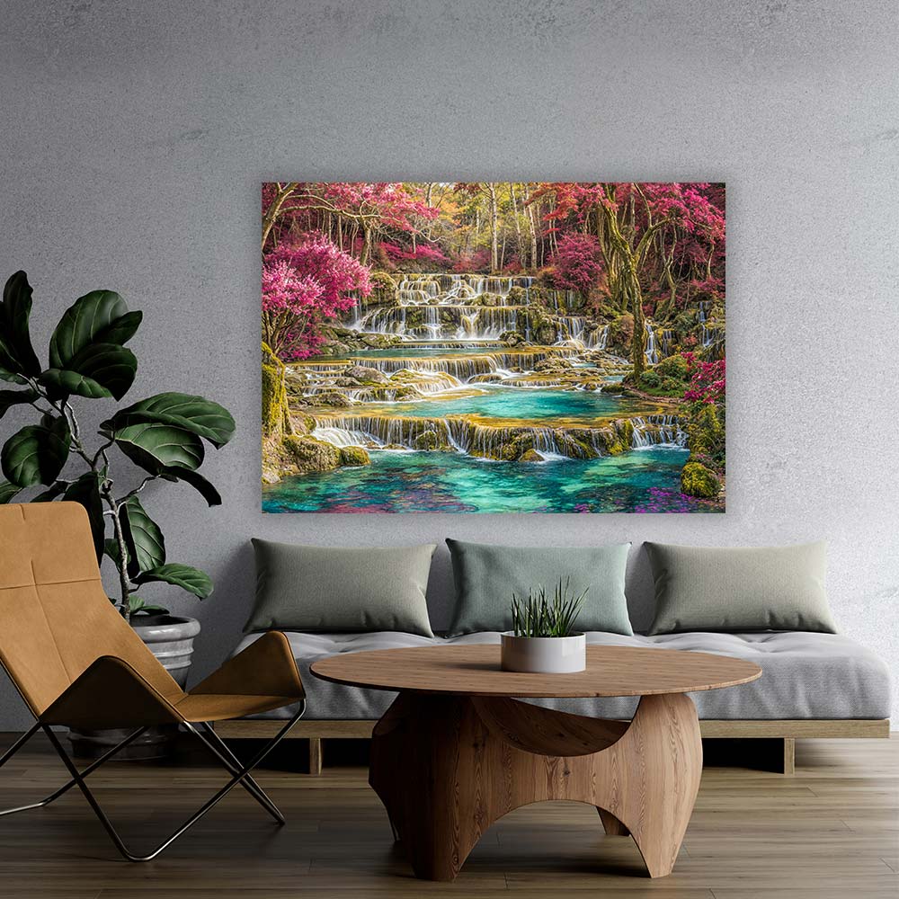 5D Diamond Painting – Kristallterrassen im Blütenhain, Unique-Diamond