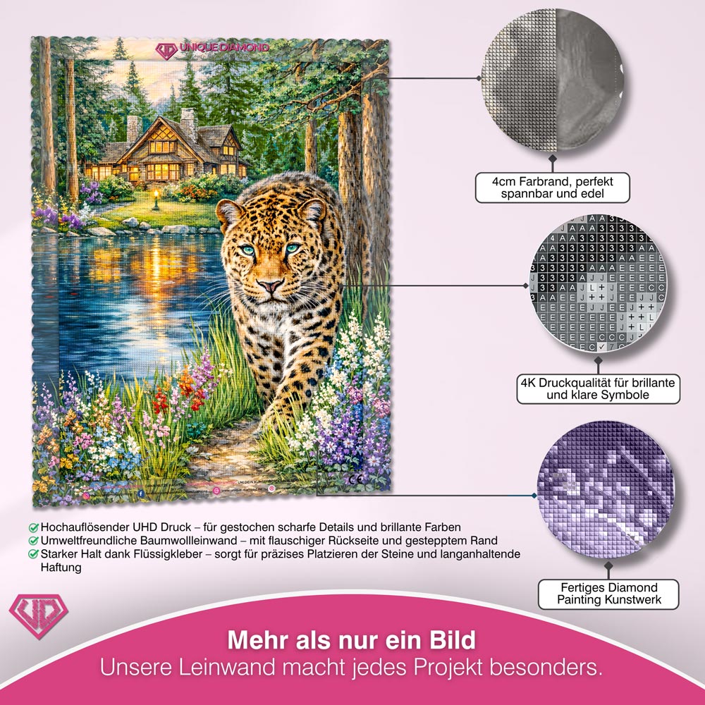 5D Diamond Painting – Lakeside Leopard Haven