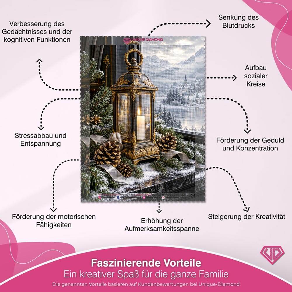 5D Diamond Painting – Laternenzauber am Winterfenster
