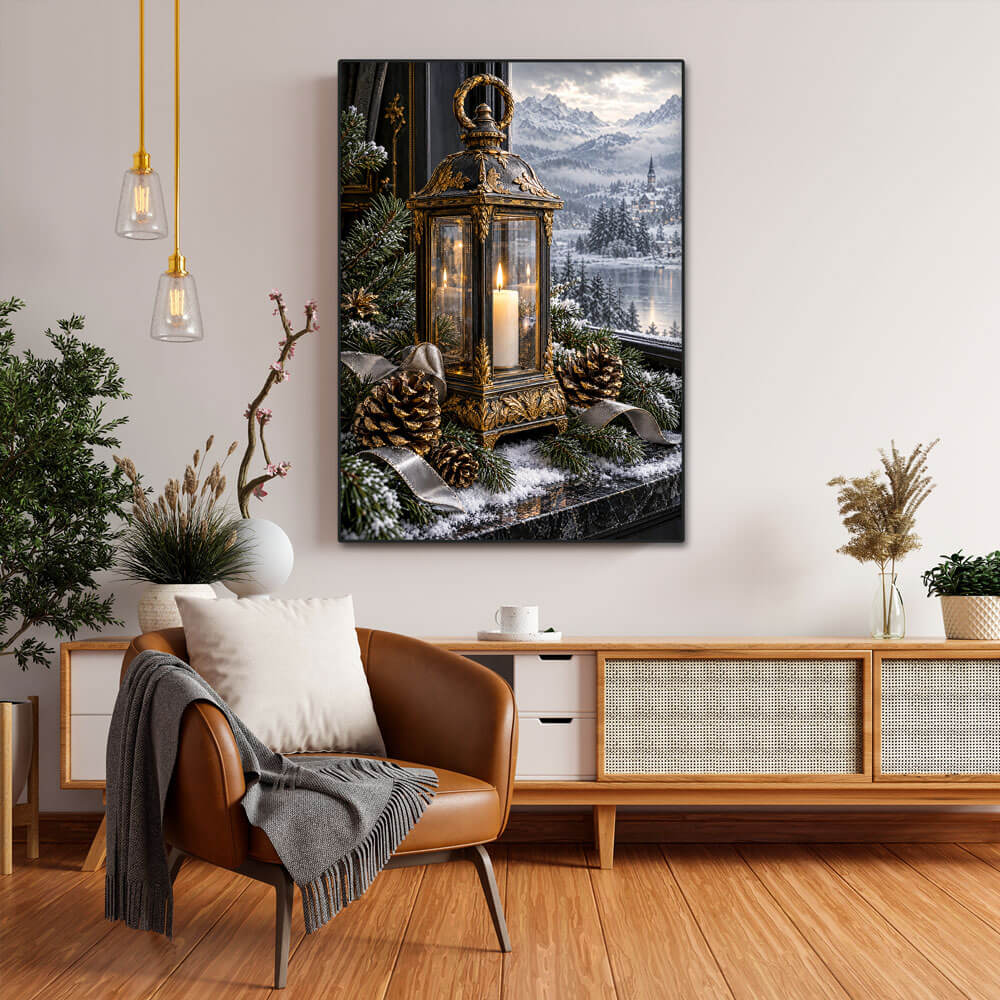 5D Diamond Painting – Laternenzauber am Winterfenster