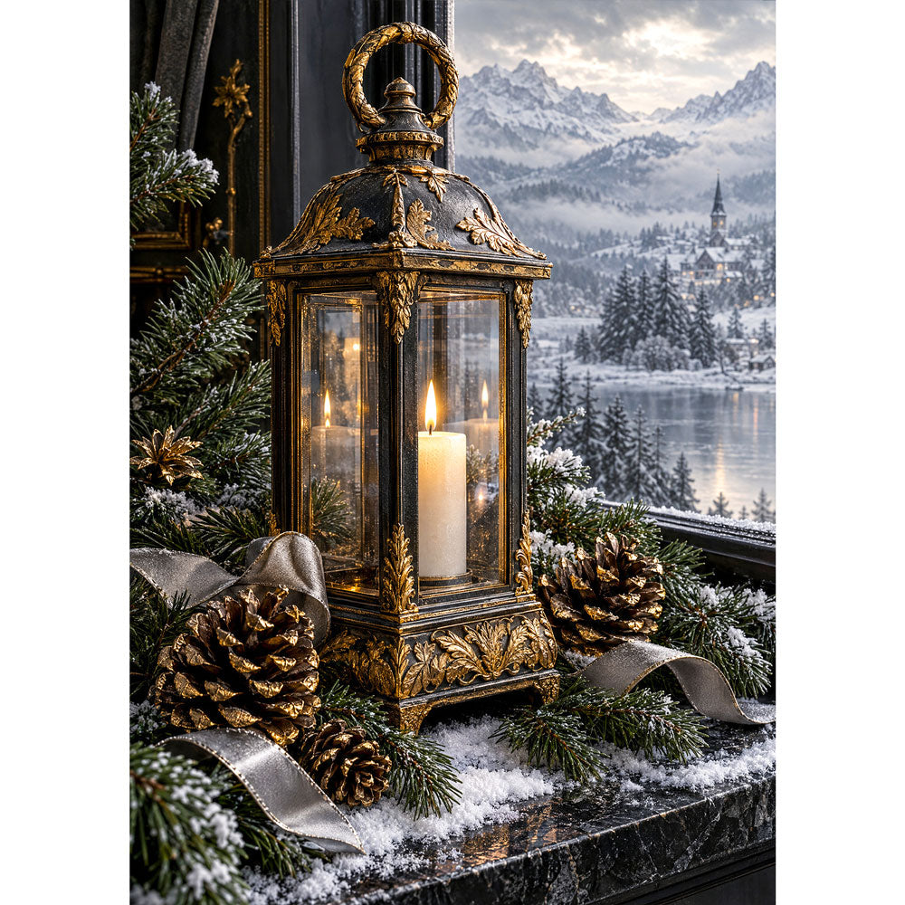 5D Diamond Painting – Laternenzauber am Winterfenster | Unique Diamond