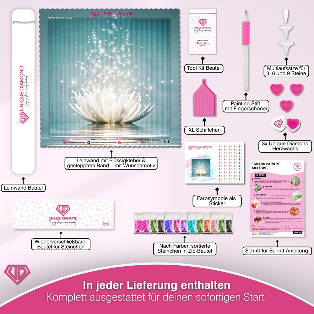 5D Diamond Painting – Lotus im Wasser Unique-Diamond
