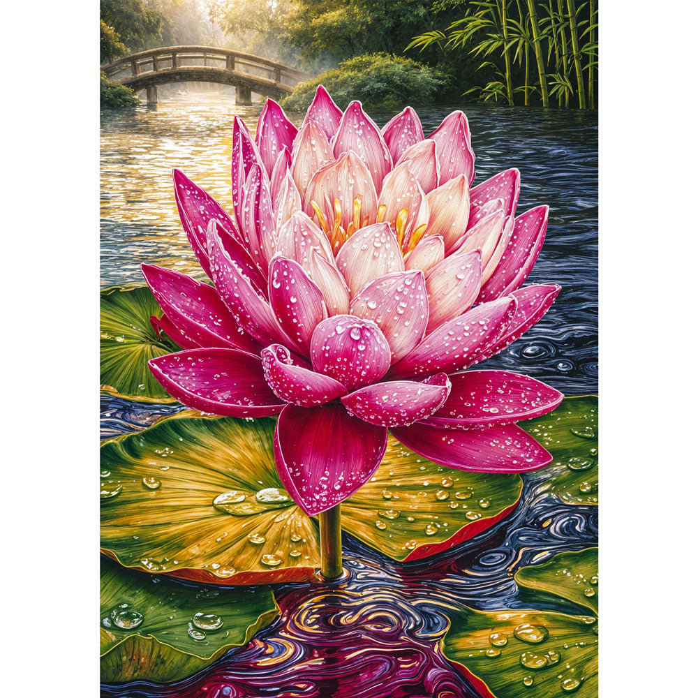 5D Diamond Painting – Lotuszauber im Morgenlicht, Unique-Diamond