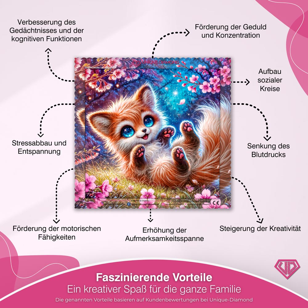 5D Diamond Painting – Lumi im Kirschblütentraum Unique-Diamond