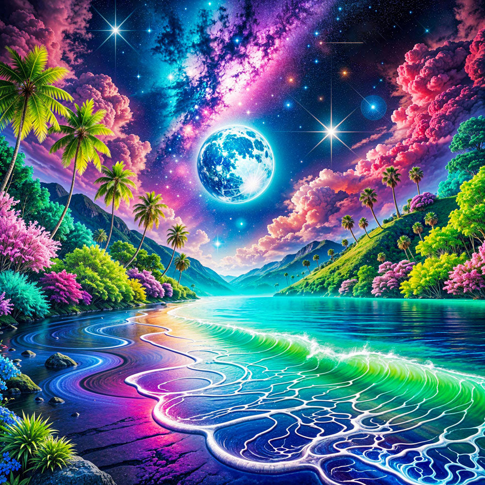 5D Diamond Painting – Luna Bay unter Sternenlicht, Unique-Diamond