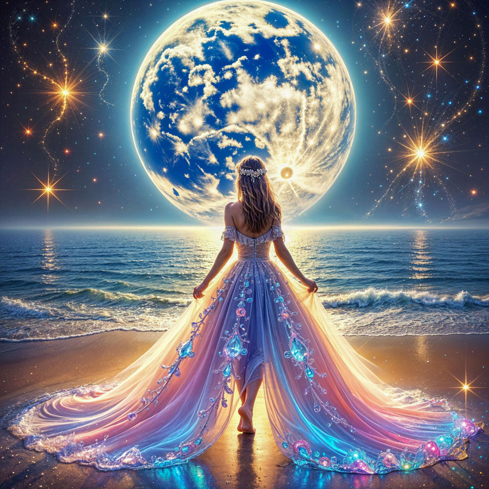 5D Diamond Painting – Luna auf dem Sternenstrand