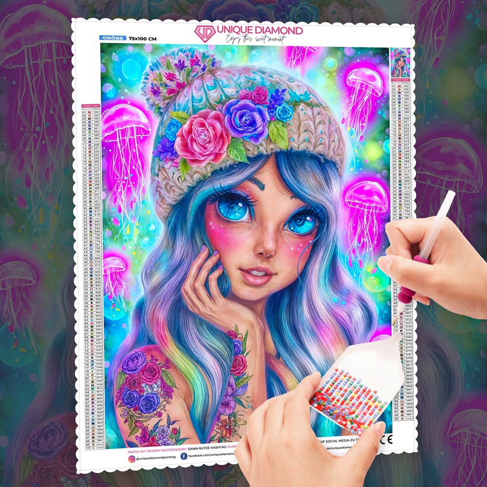 5D Diamond Painting – Medusenmagie und Regenbogenhaar Unique-Diamond