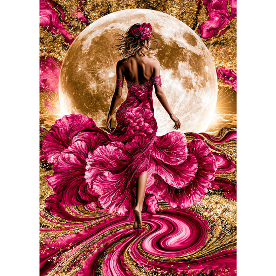 5D Diamond Painting – Mondlicht über dem Blütenmeer | Unique Diamond