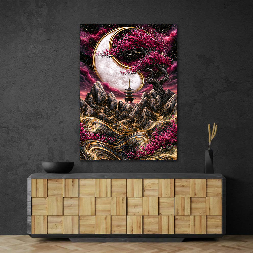 5D Diamond Painting – Mondtempel der Kirschblüten
