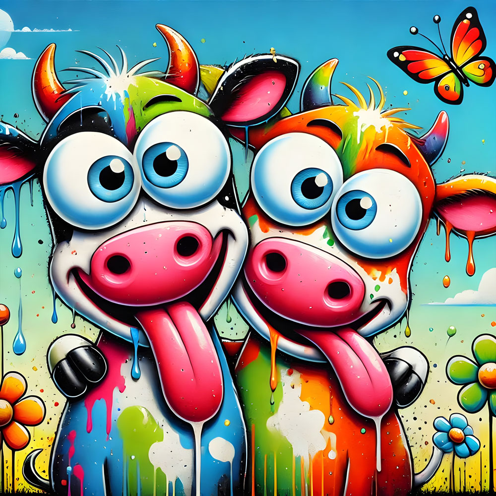 5D Diamond Painting – MooMoo Madness, Unique-Diamond