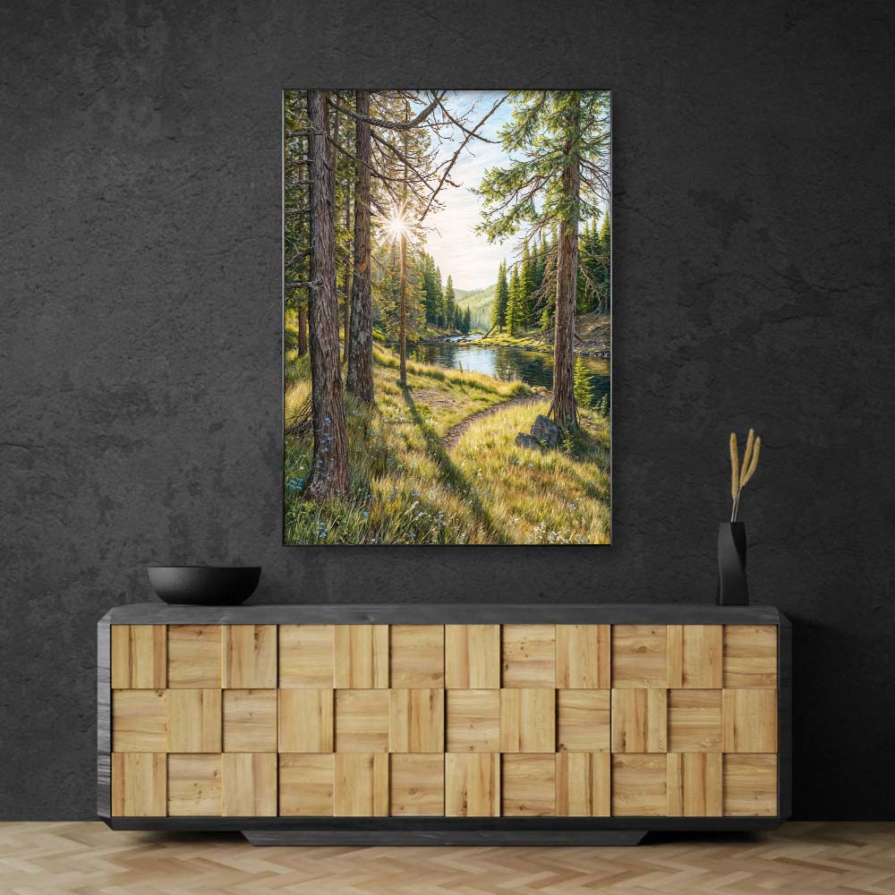5D Diamond Painting – Morgenglanz am Waldpfad, Unique-Diamond