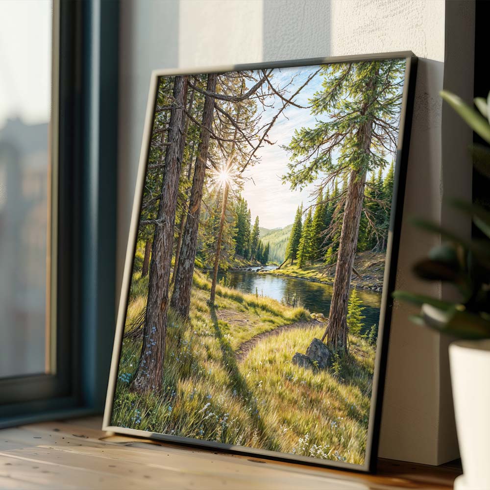 5D Diamond Painting – Morgenglanz am Waldpfad, Unique-Diamond