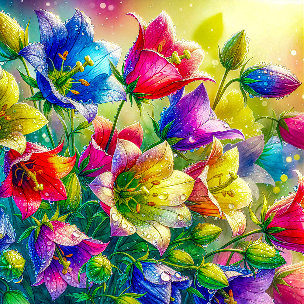 5D Diamond Painting – Morgenglanz im Blütengarten